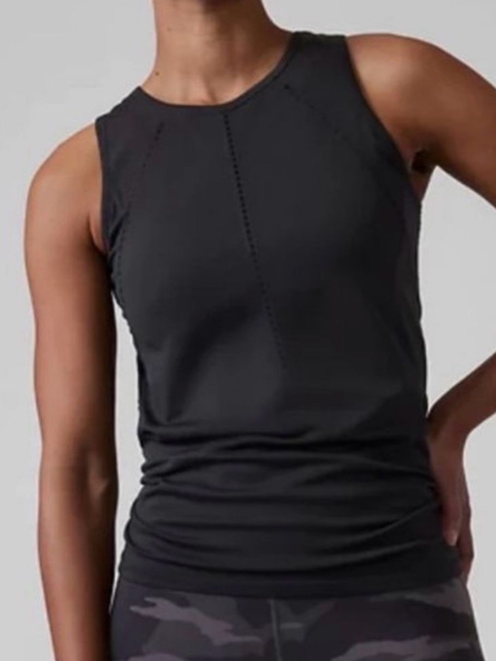 Athleta Foothill Seamless Black Racerback Tank Top with open back